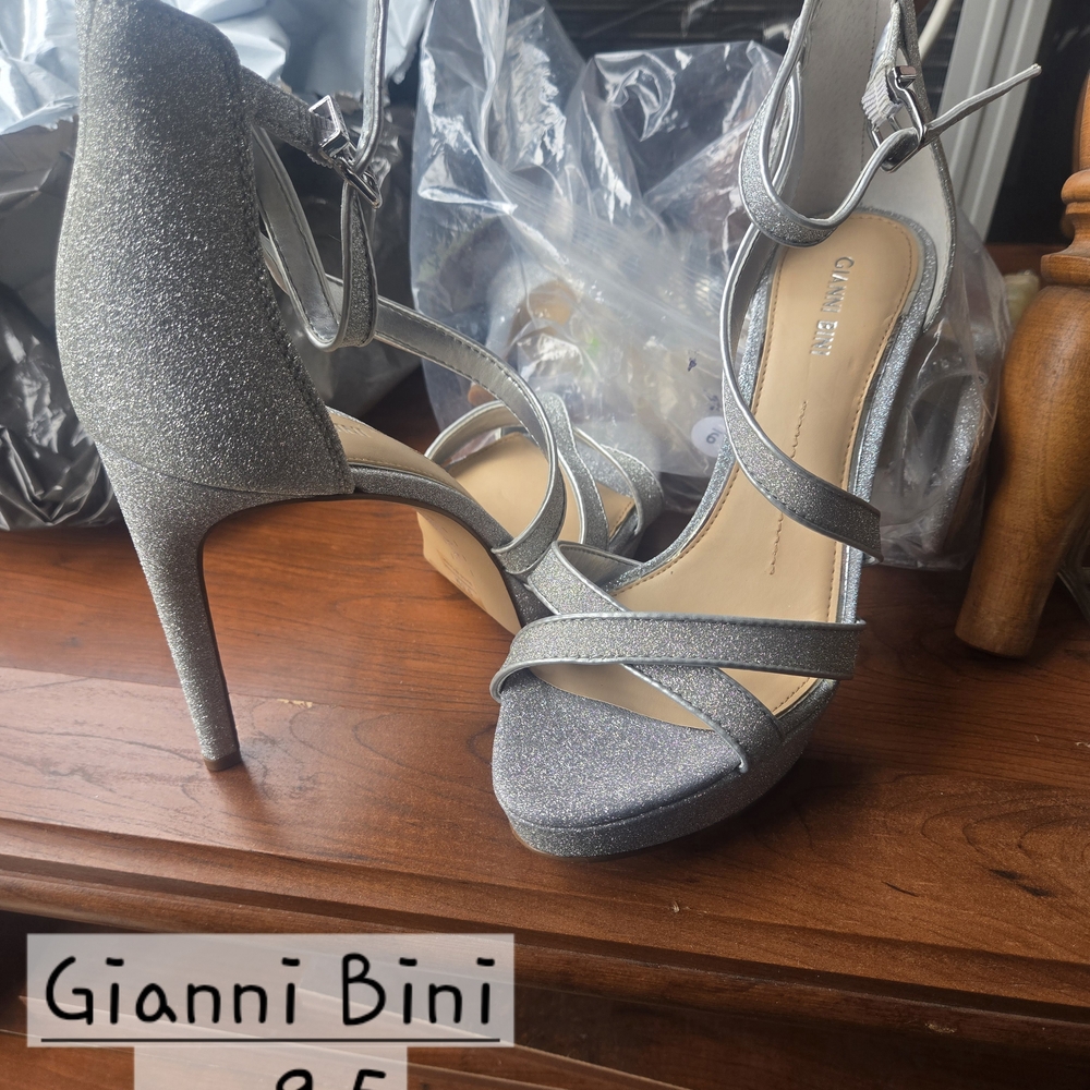 Gianni Bini Silver Strappy Heels